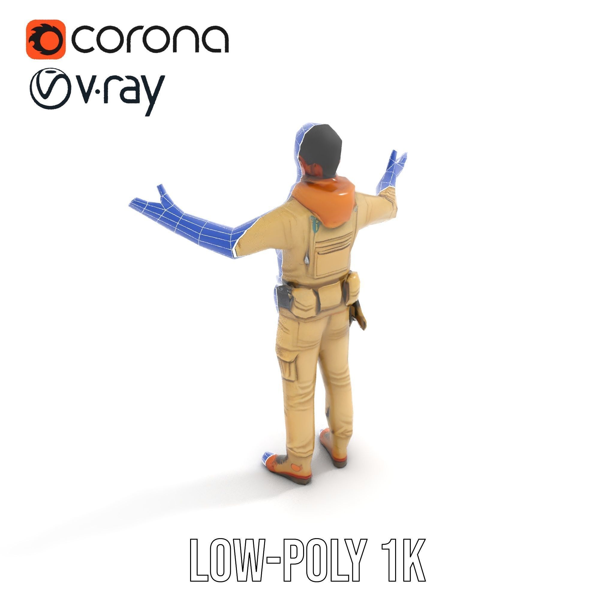 Desert Explorer Rigged and Animated D Character Model Low-poly 3D model_31