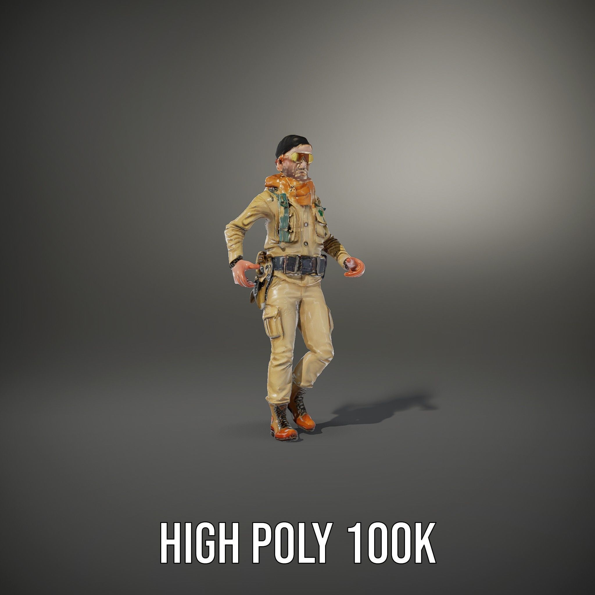 Desert Explorer Rigged and Animated D Character Model Low-poly 3D model_9