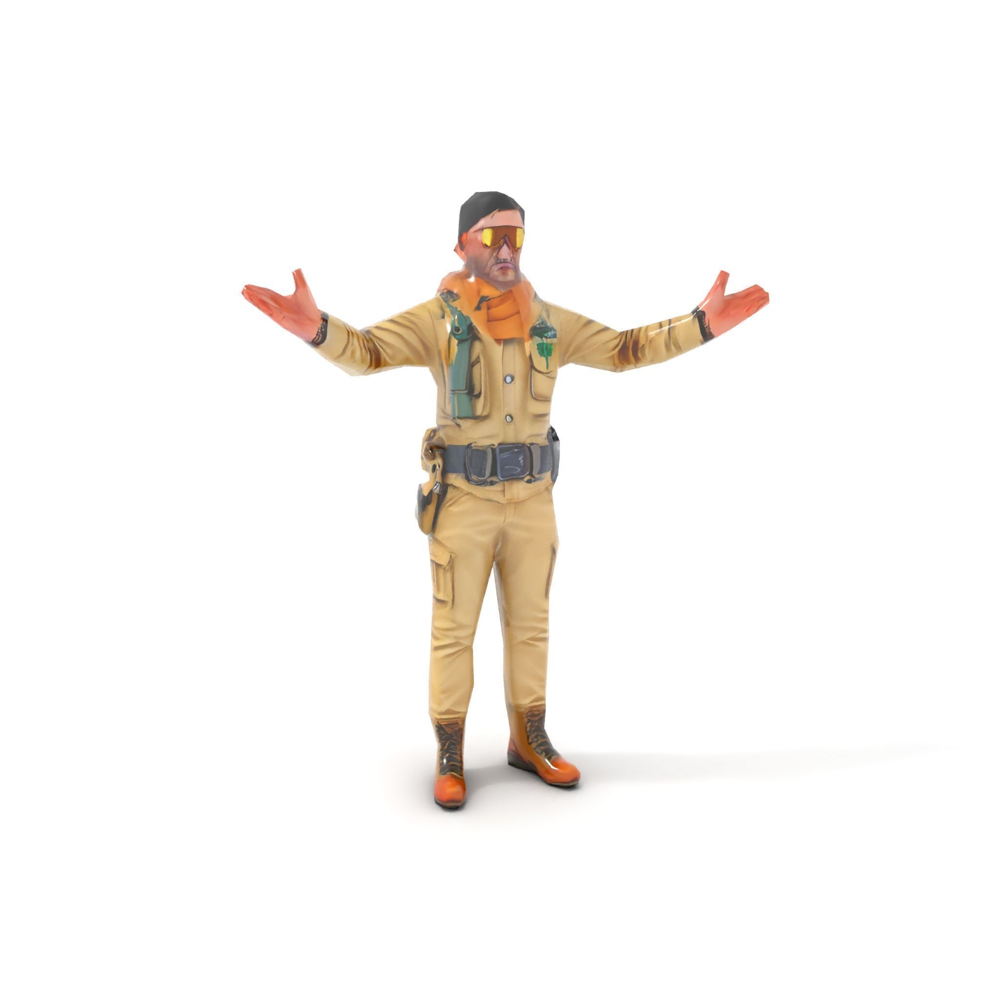 Desert Explorer Rigged and Animated D Character Model Low-poly 3D model_19
