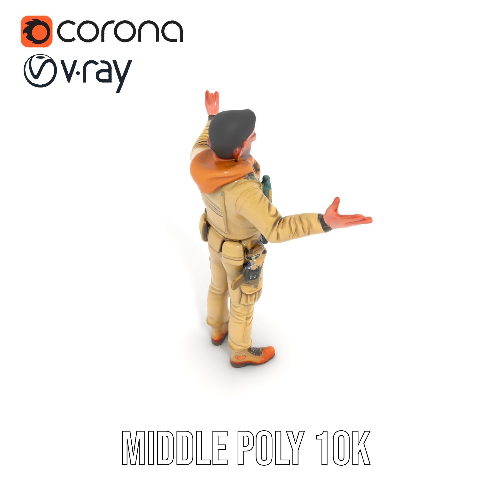 Desert Explorer Rigged and Animated D Character Model Low-poly 3D model_15