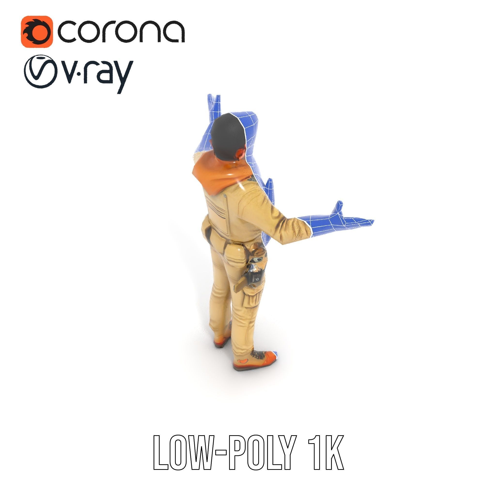 Desert Explorer Rigged and Animated D Character Model Low-poly 3D model_28