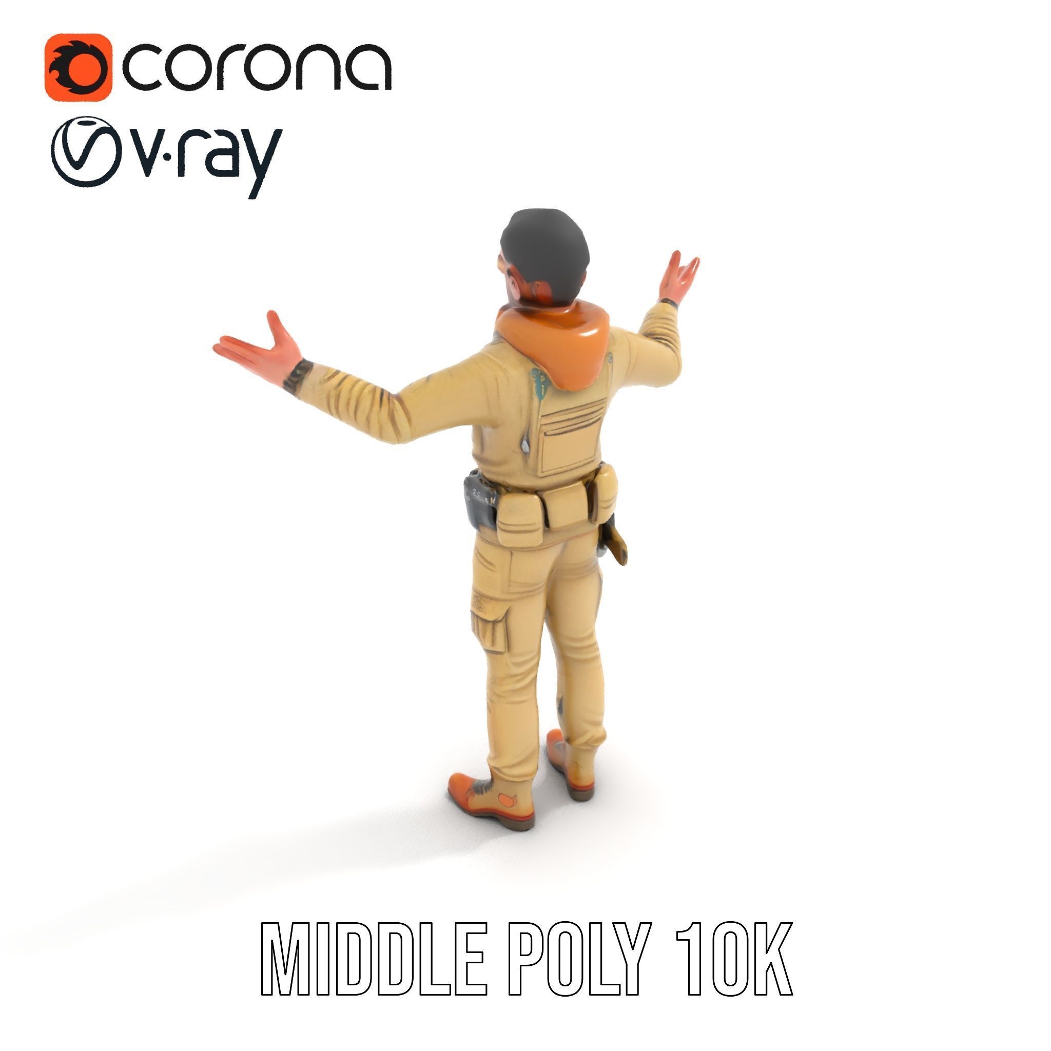 Desert Explorer Rigged and Animated D Character Model Low-poly 3D model_10