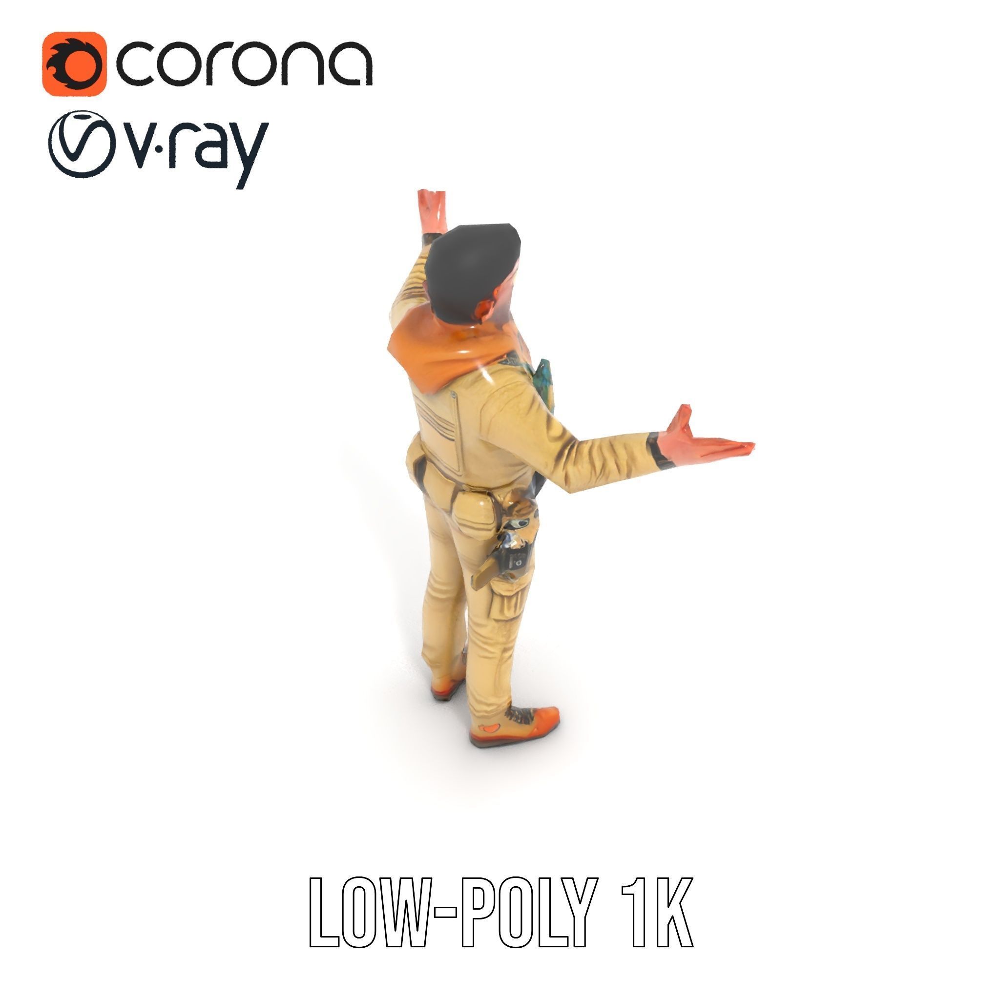 Desert Explorer Rigged and Animated D Character Model Low-poly 3D model_25