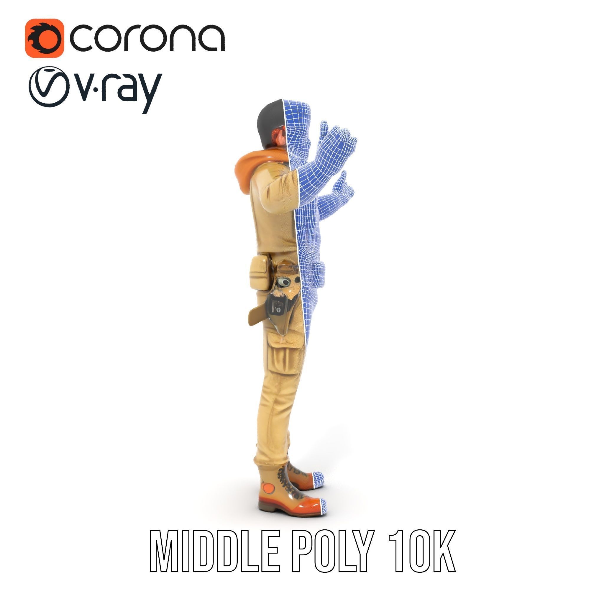 Desert Explorer Rigged and Animated D Character Model Low-poly 3D model_30