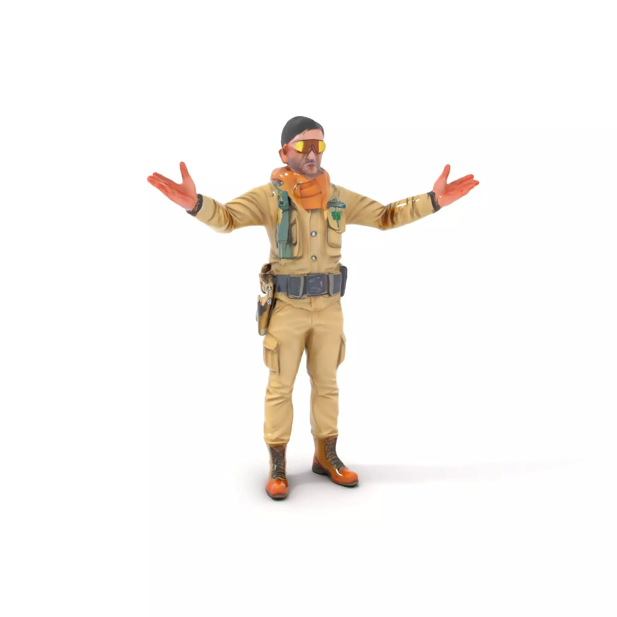 Desert Explorer Rigged and Animated D Character Model Low-poly 3D model_0