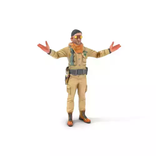 Desert Explorer Rigged and Animated D Character Model Low-poly 3D model