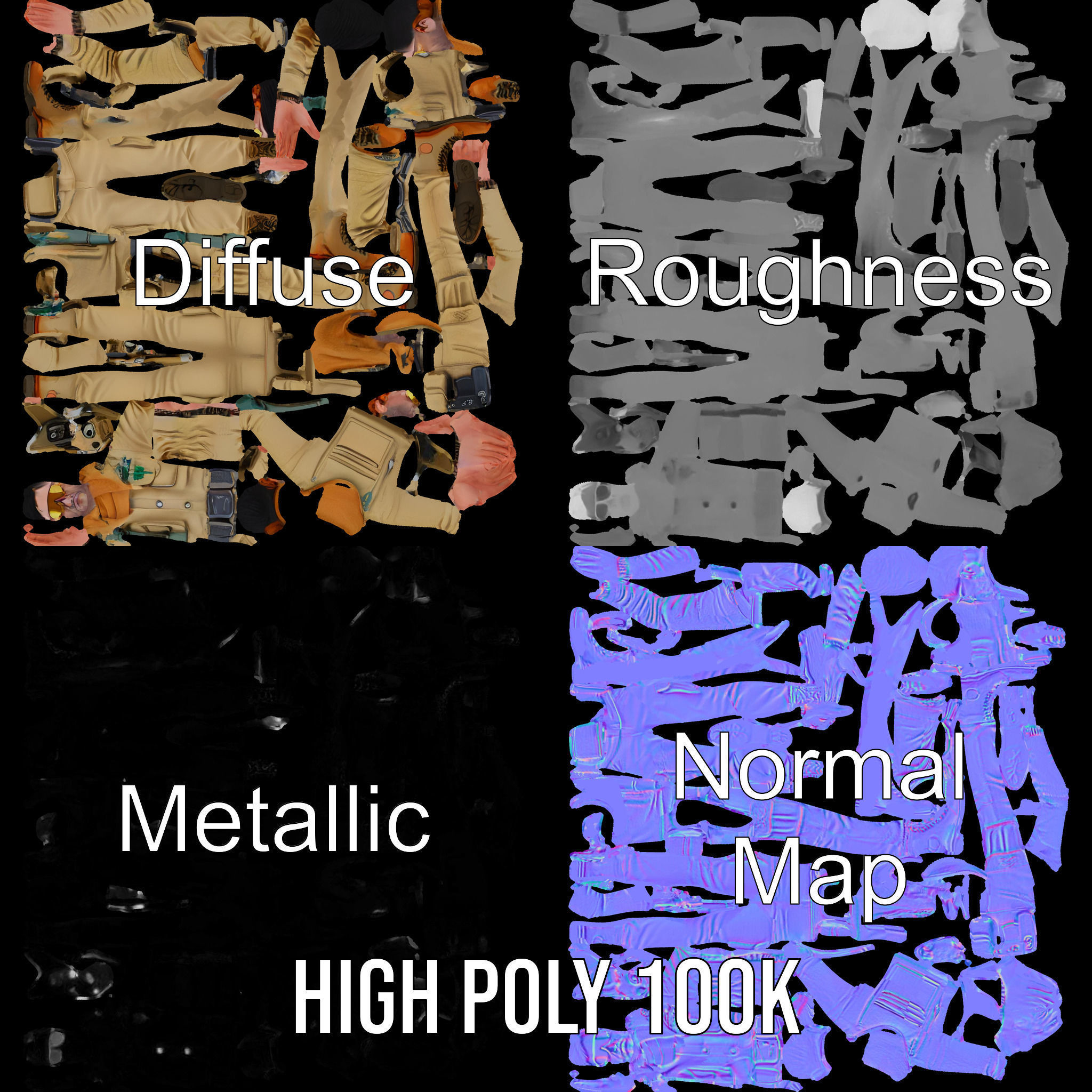 Desert Explorer Rigged and Animated D Character Model Low-poly 3D model_3