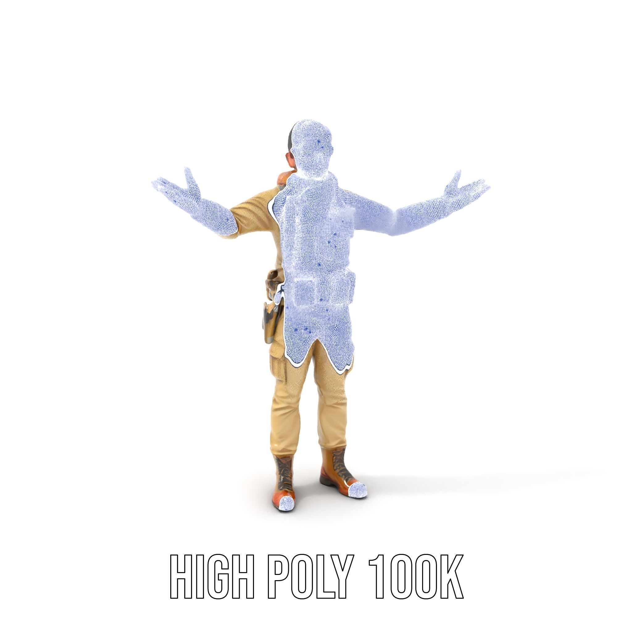 Desert Explorer Rigged and Animated D Character Model Low-poly 3D model_4