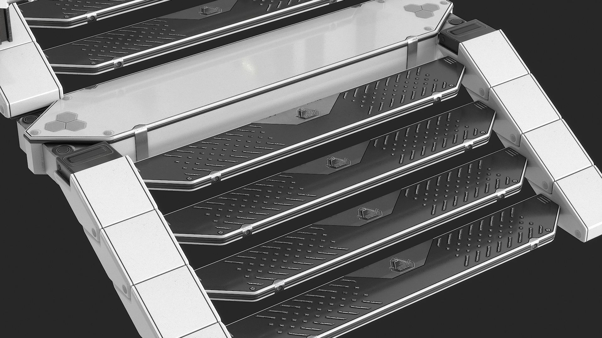 Sci Fi Modular Stairs Low-poly 3D model_17