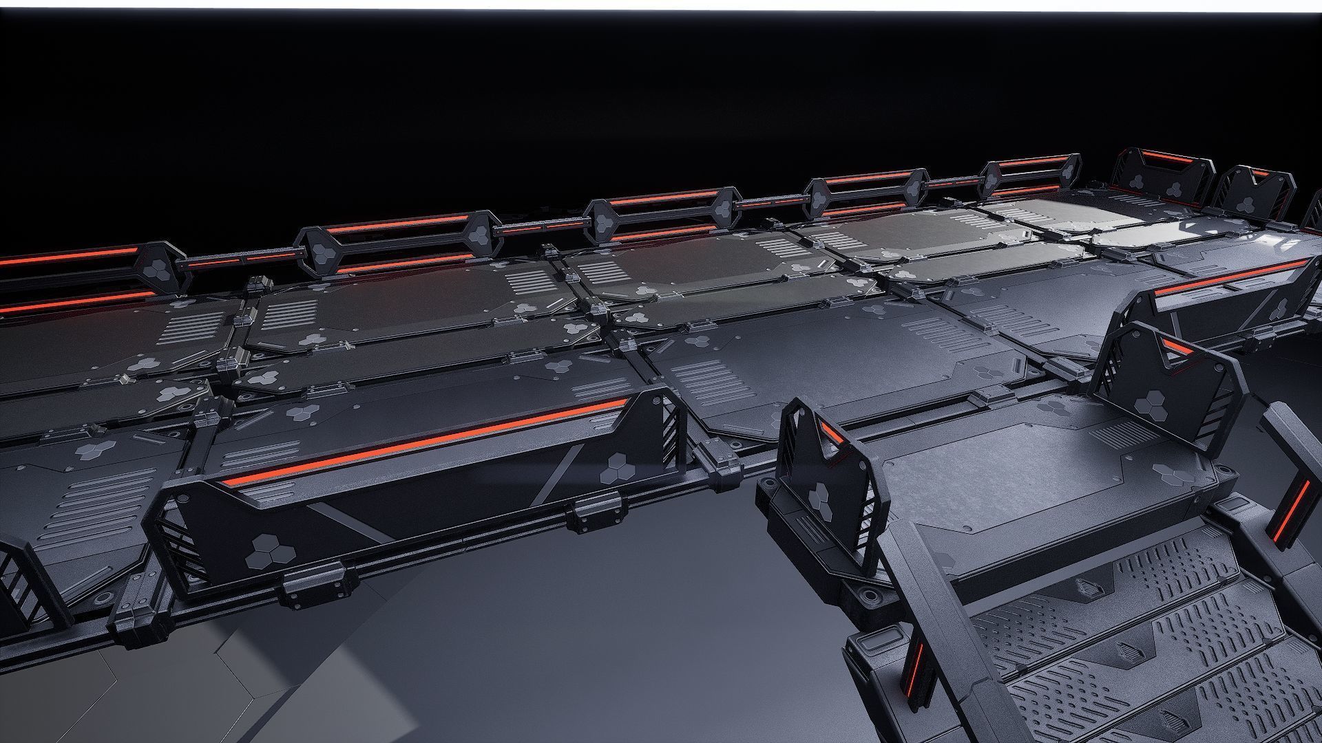 Sci Fi Modular Stairs Low-poly 3D model_8