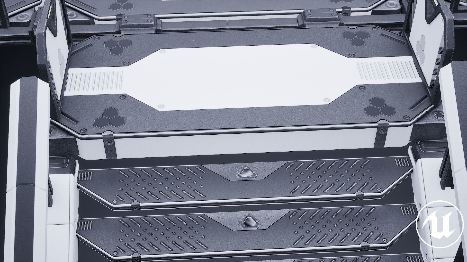 Sci Fi Modular Stairs Low-poly 3D model_3