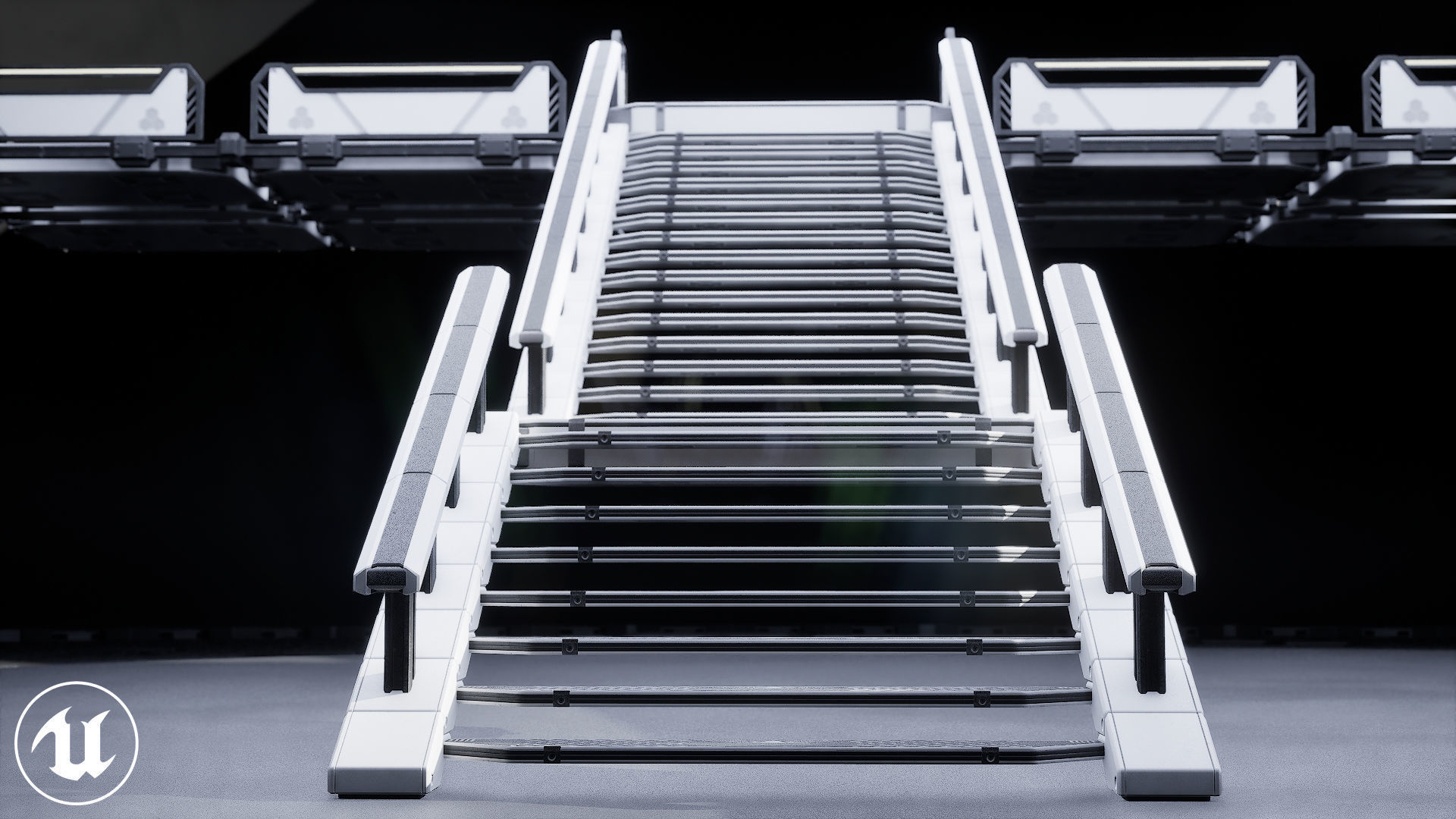 Sci Fi Modular Stairs Low-poly 3D model_5