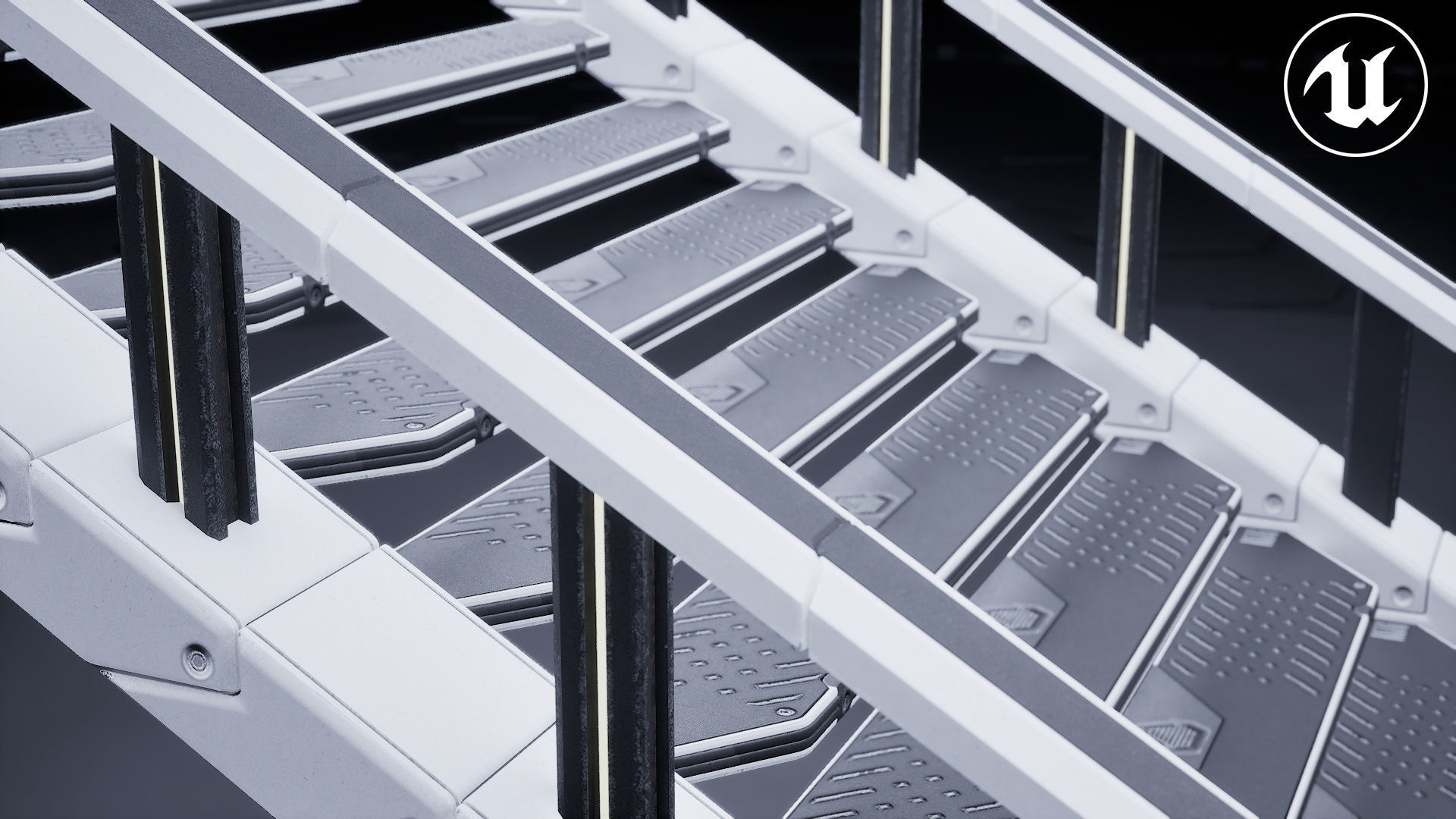 Sci Fi Modular Stairs Low-poly 3D model_11