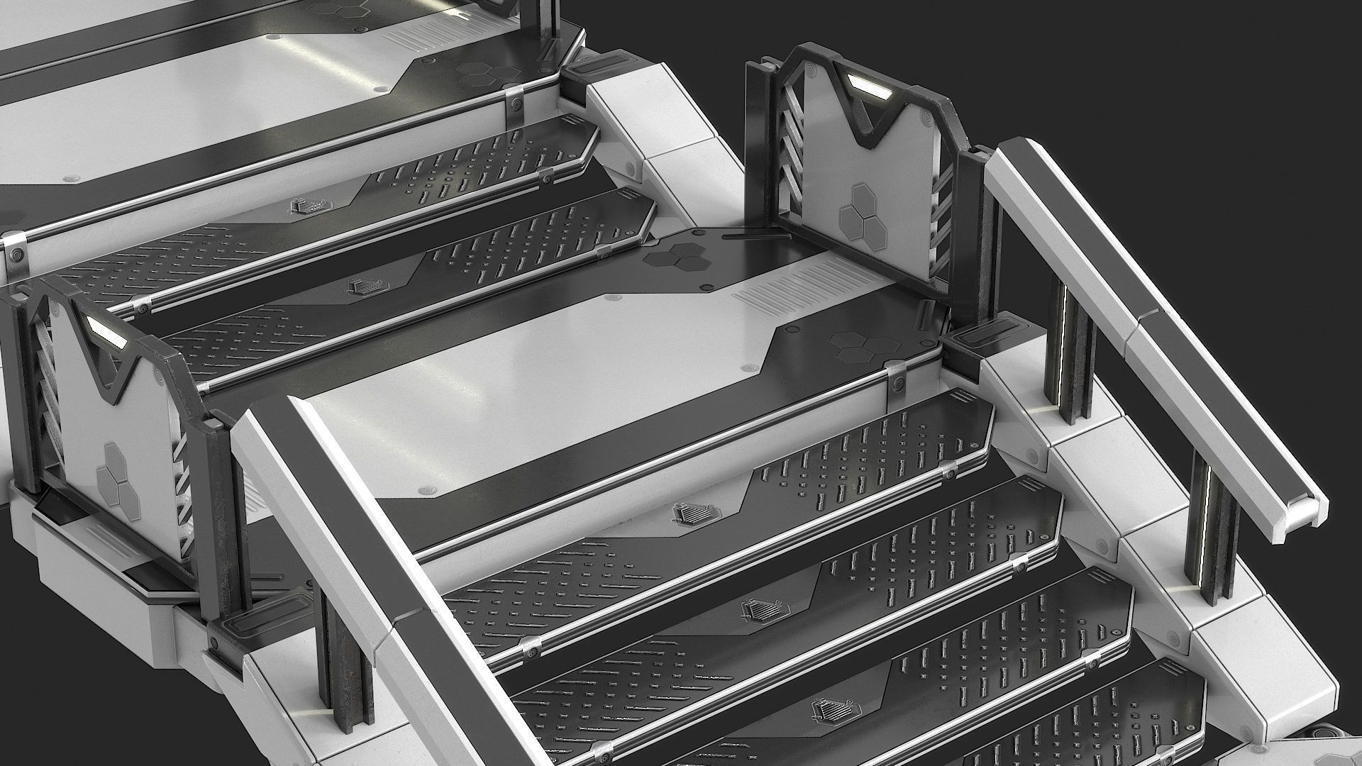 Sci Fi Modular Stairs Low-poly 3D model_18