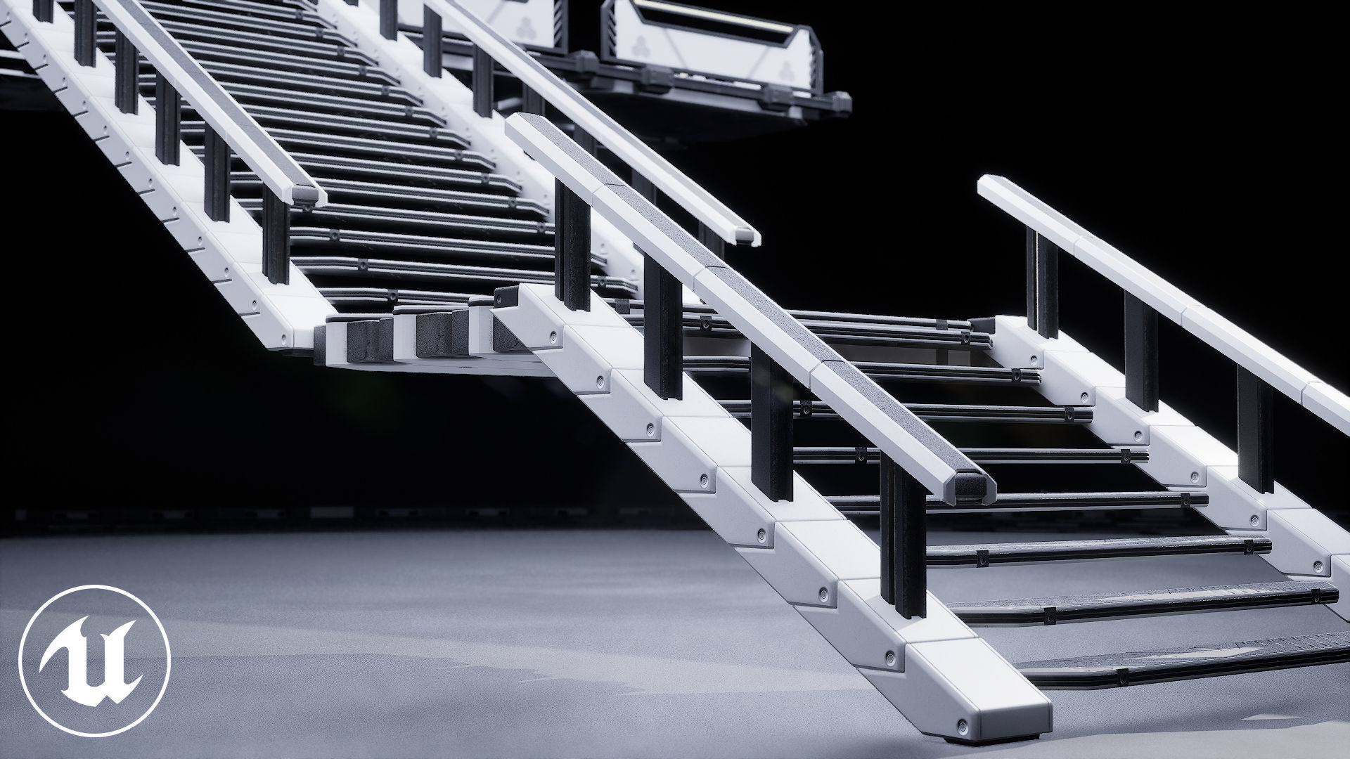 Sci Fi Modular Stairs Low-poly 3D model_2