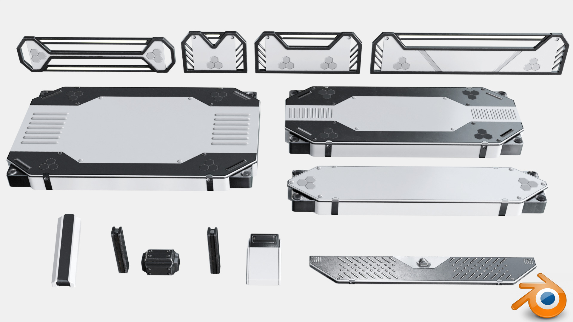 Sci Fi Modular Stairs Low-poly 3D model_19