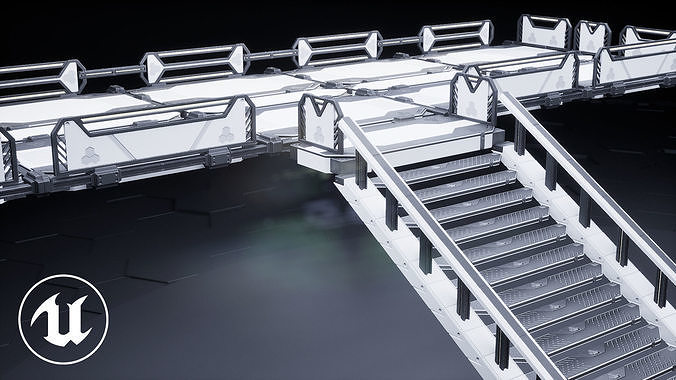 Sci Fi Modular Stairs Low-poly 3D model