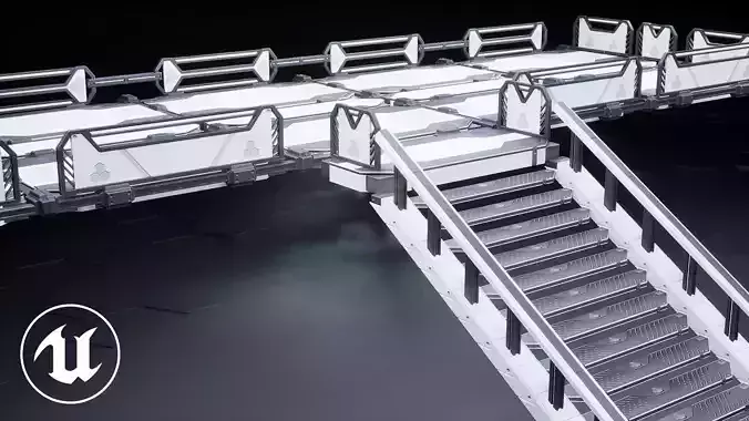 Sci Fi Modular Stairs Low-poly 3D model Sci Fi Modular Stairs Low-poly 3D model