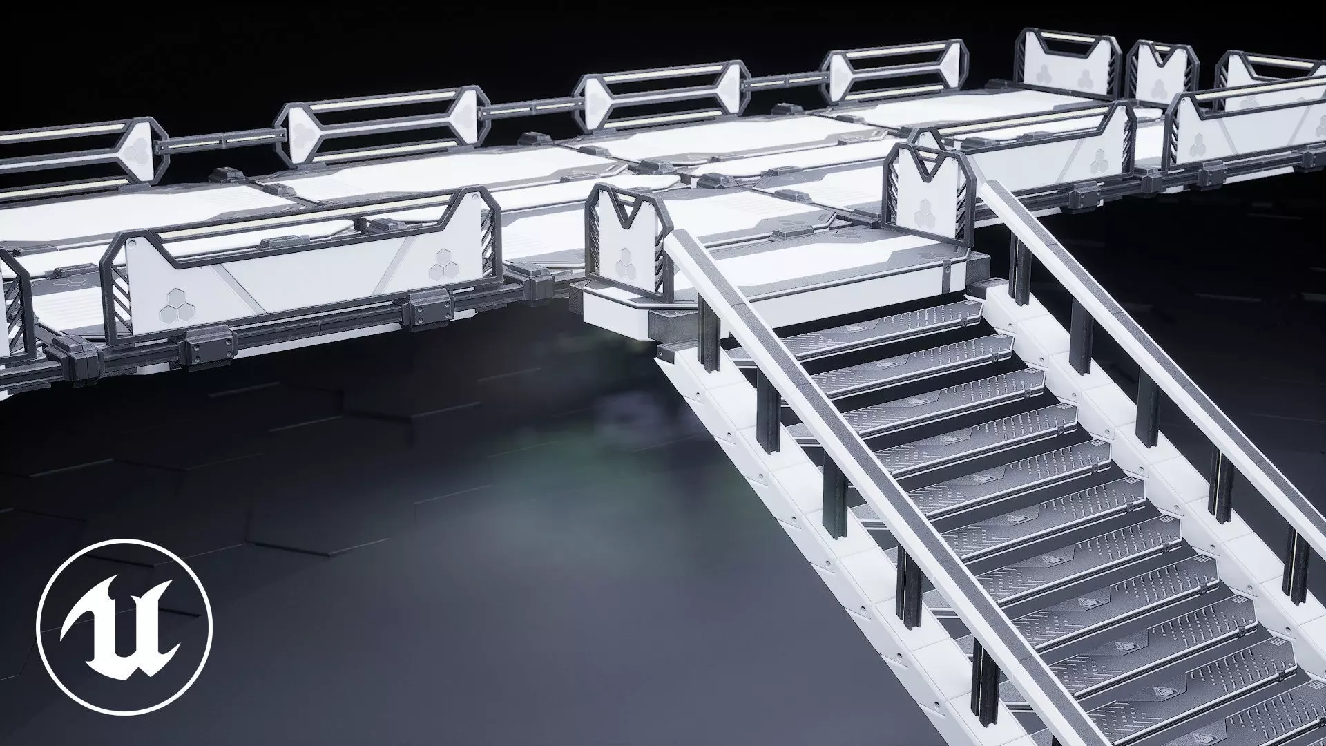 Sci Fi Modular Stairs Low-poly 3D model_0