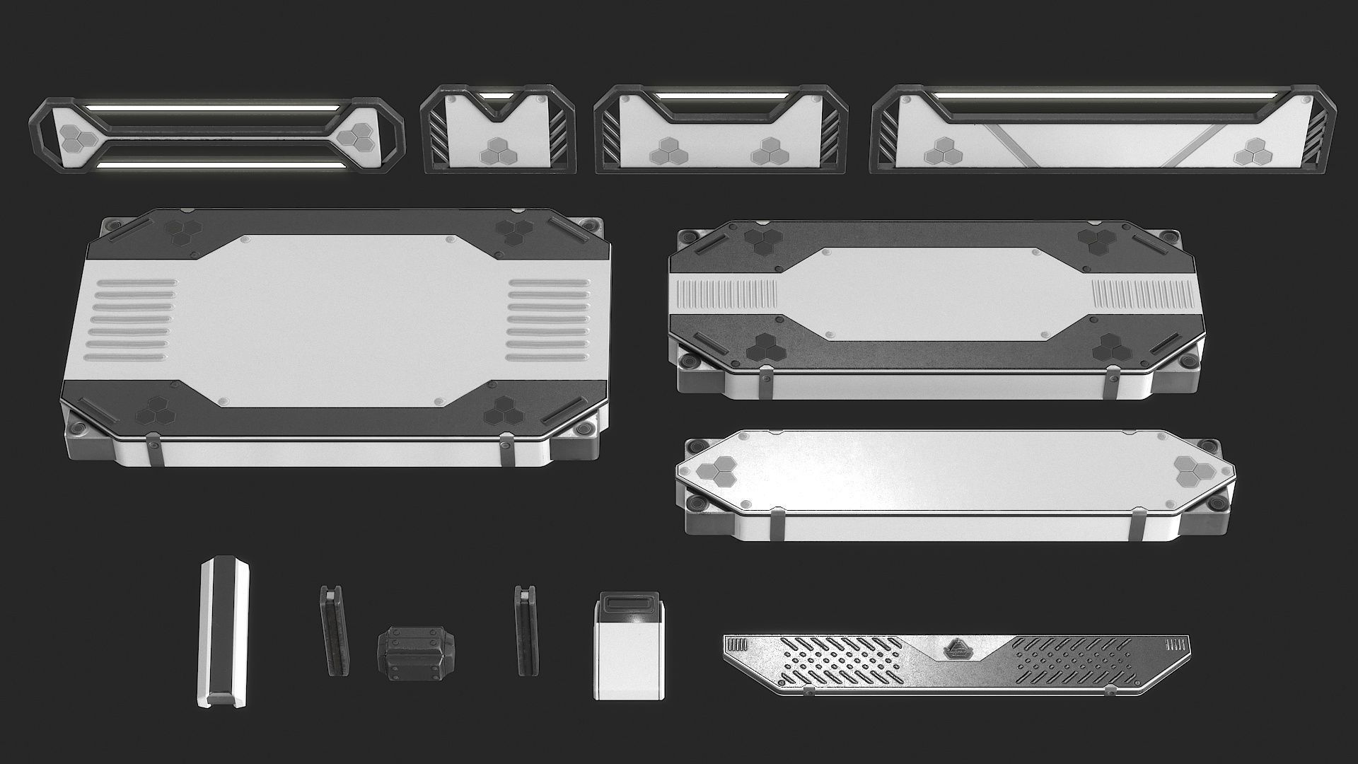 Sci Fi Modular Stairs Low-poly 3D model_16