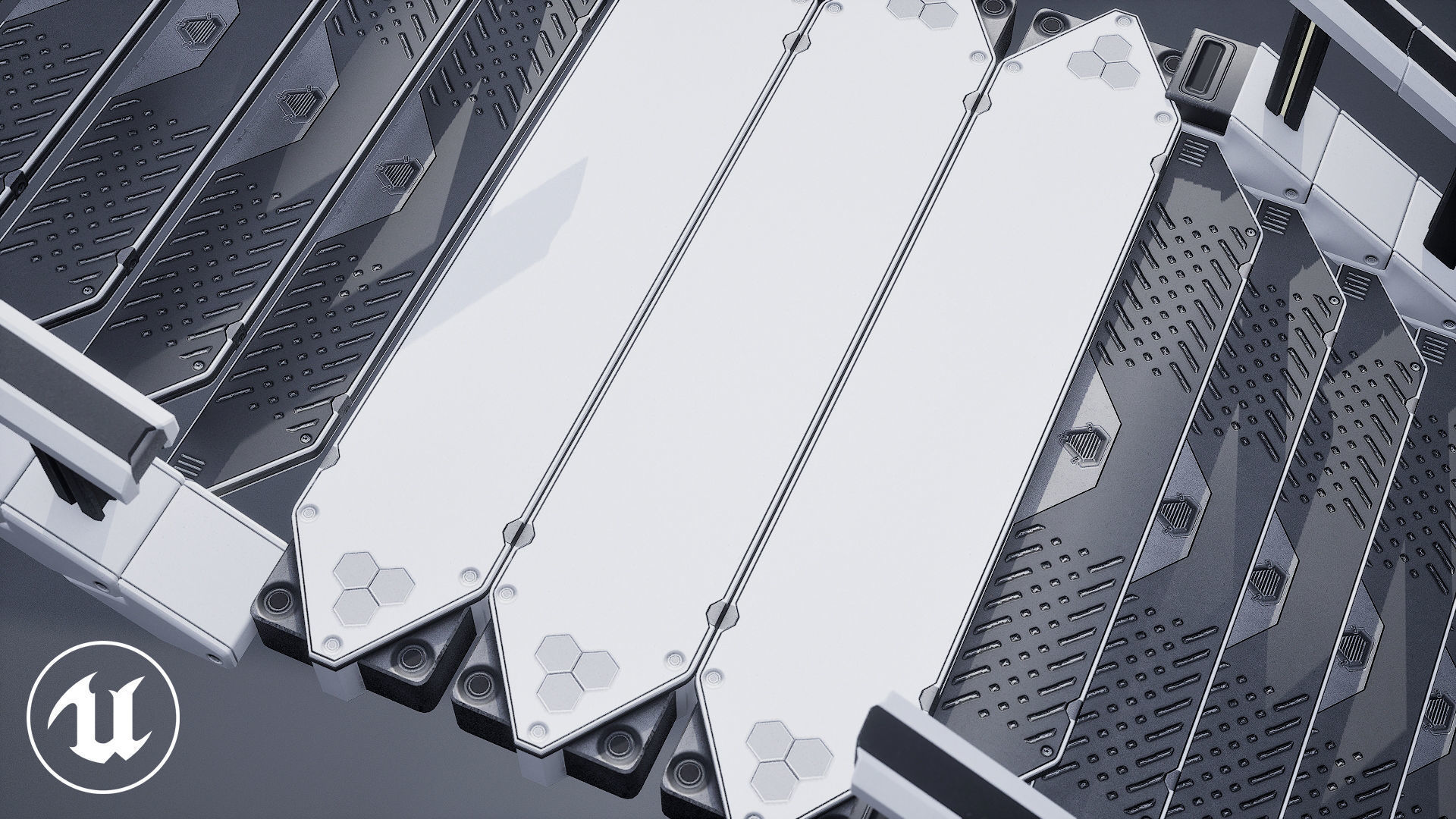 Sci Fi Modular Stairs Low-poly 3D model_10