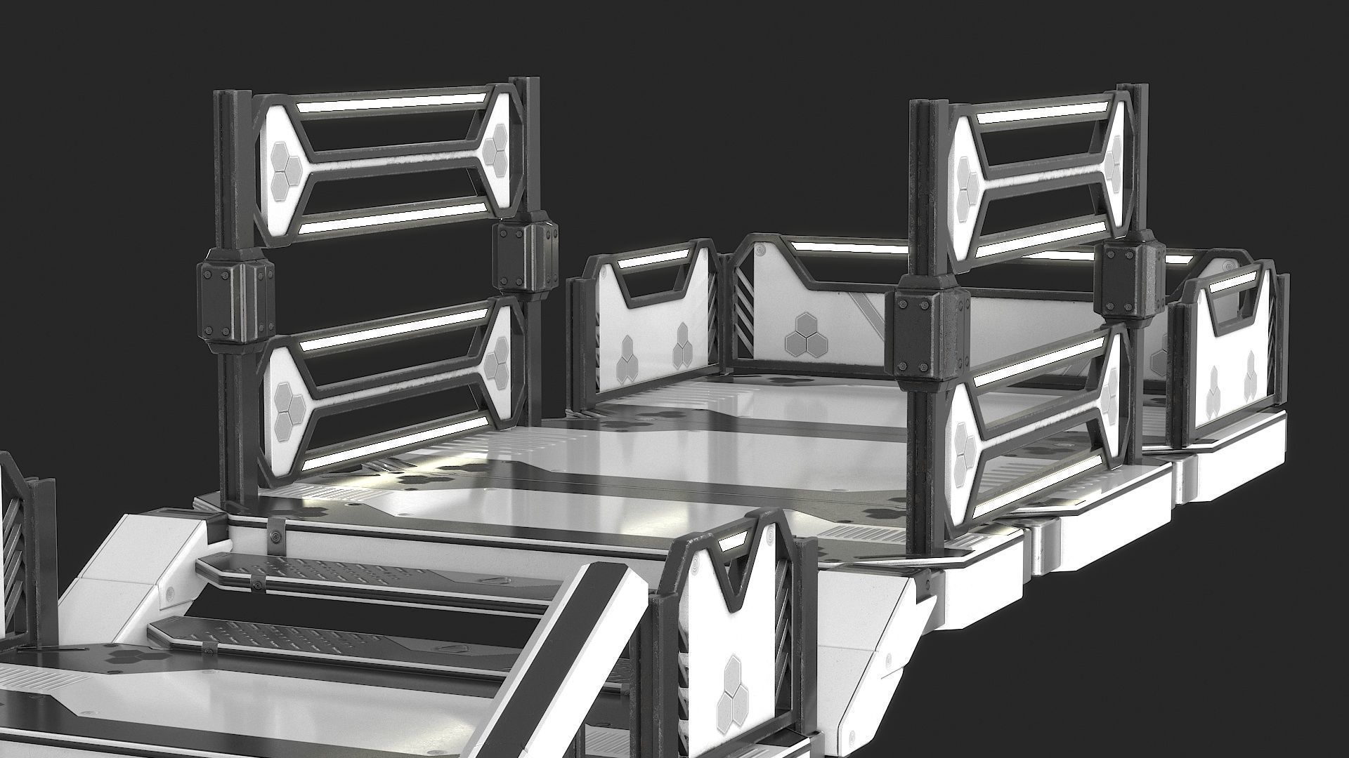Sci Fi Modular Stairs Low-poly 3D model_20