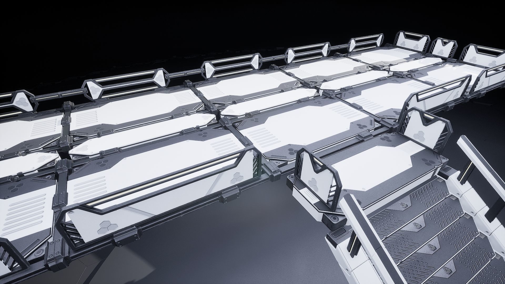 Sci Fi Modular Stairs Low-poly 3D model_6