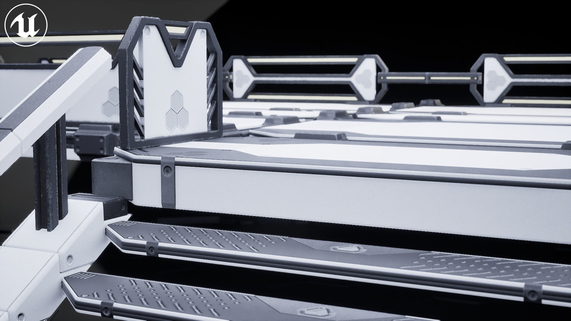 Sci Fi Modular Stairs Low-poly 3D model_12