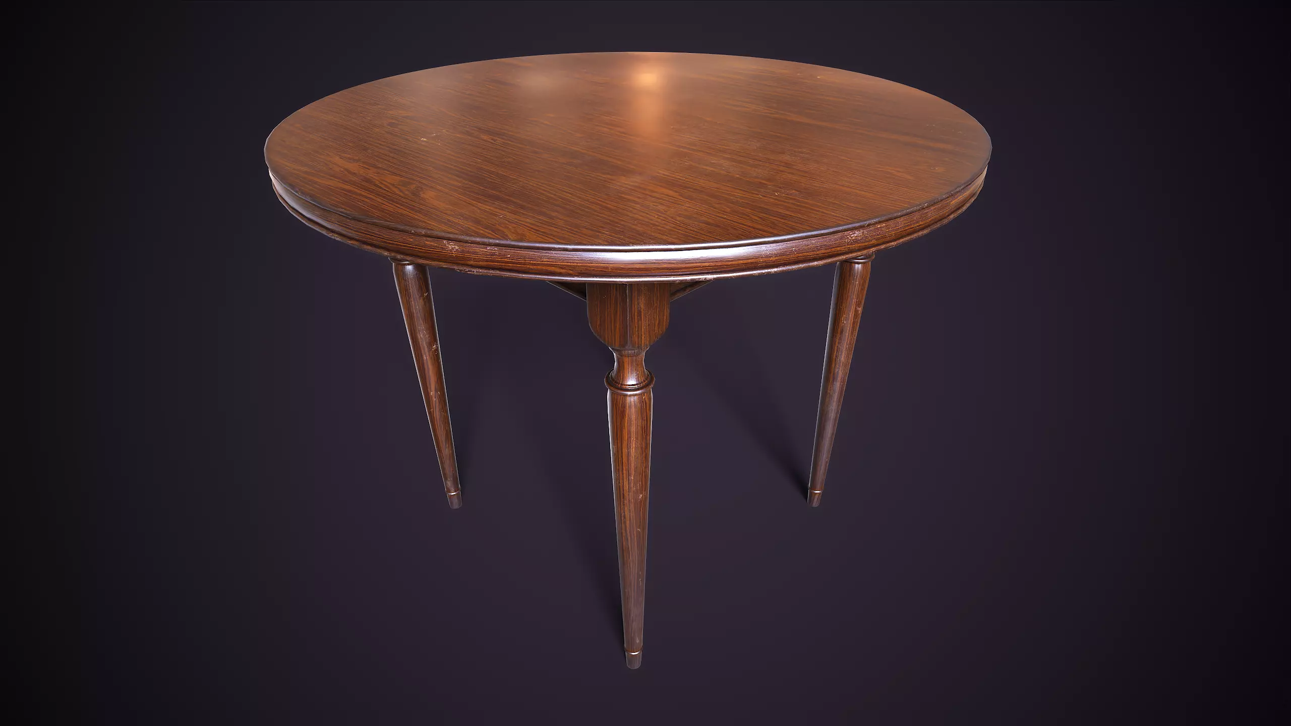 Vintage Round Table Low-poly 3D model_0