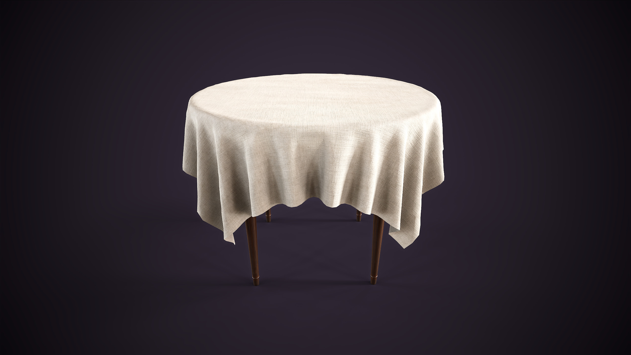 Vintage Round Table Low-poly 3D model_4