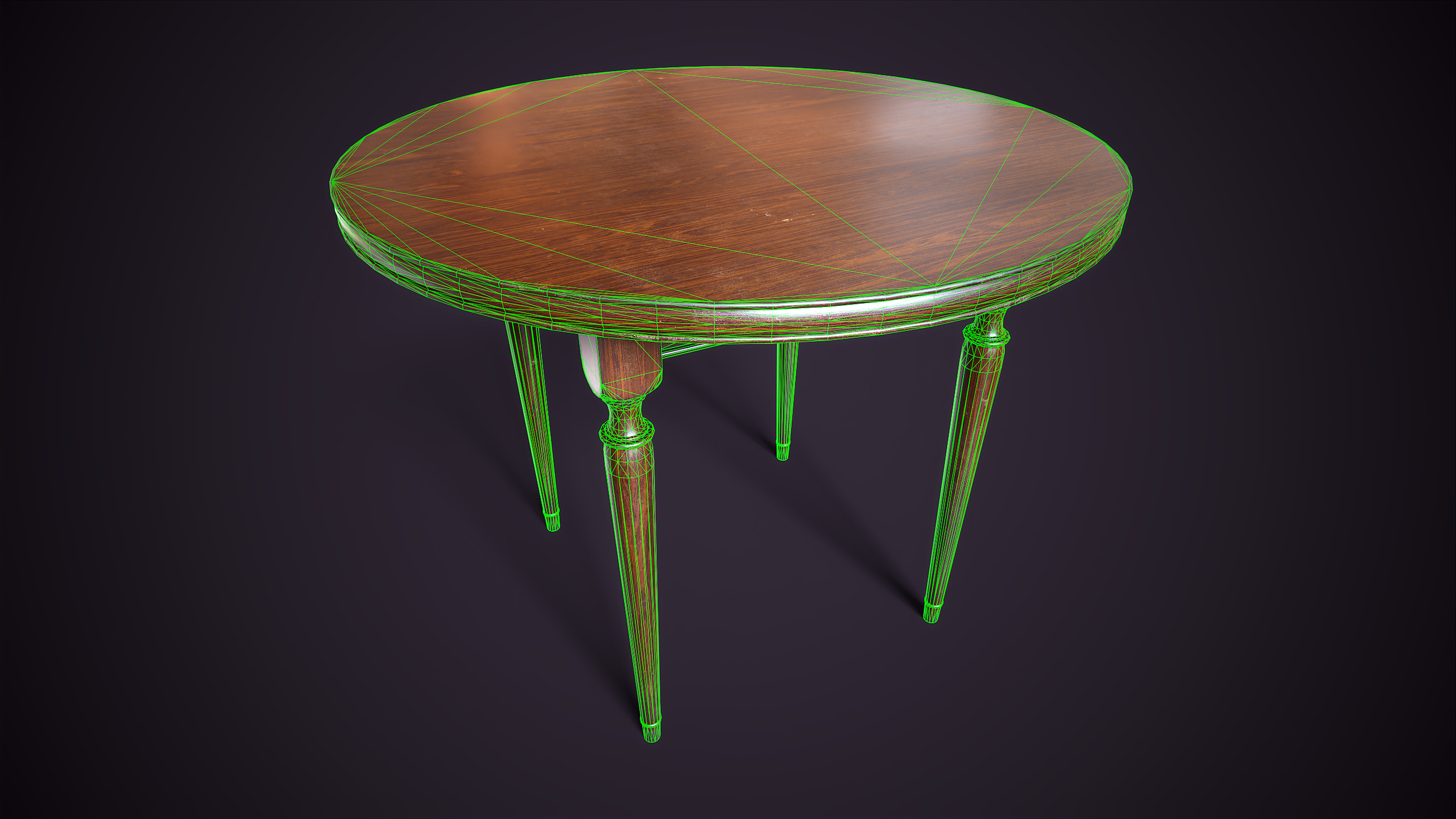 Vintage Round Table Low-poly 3D model_12