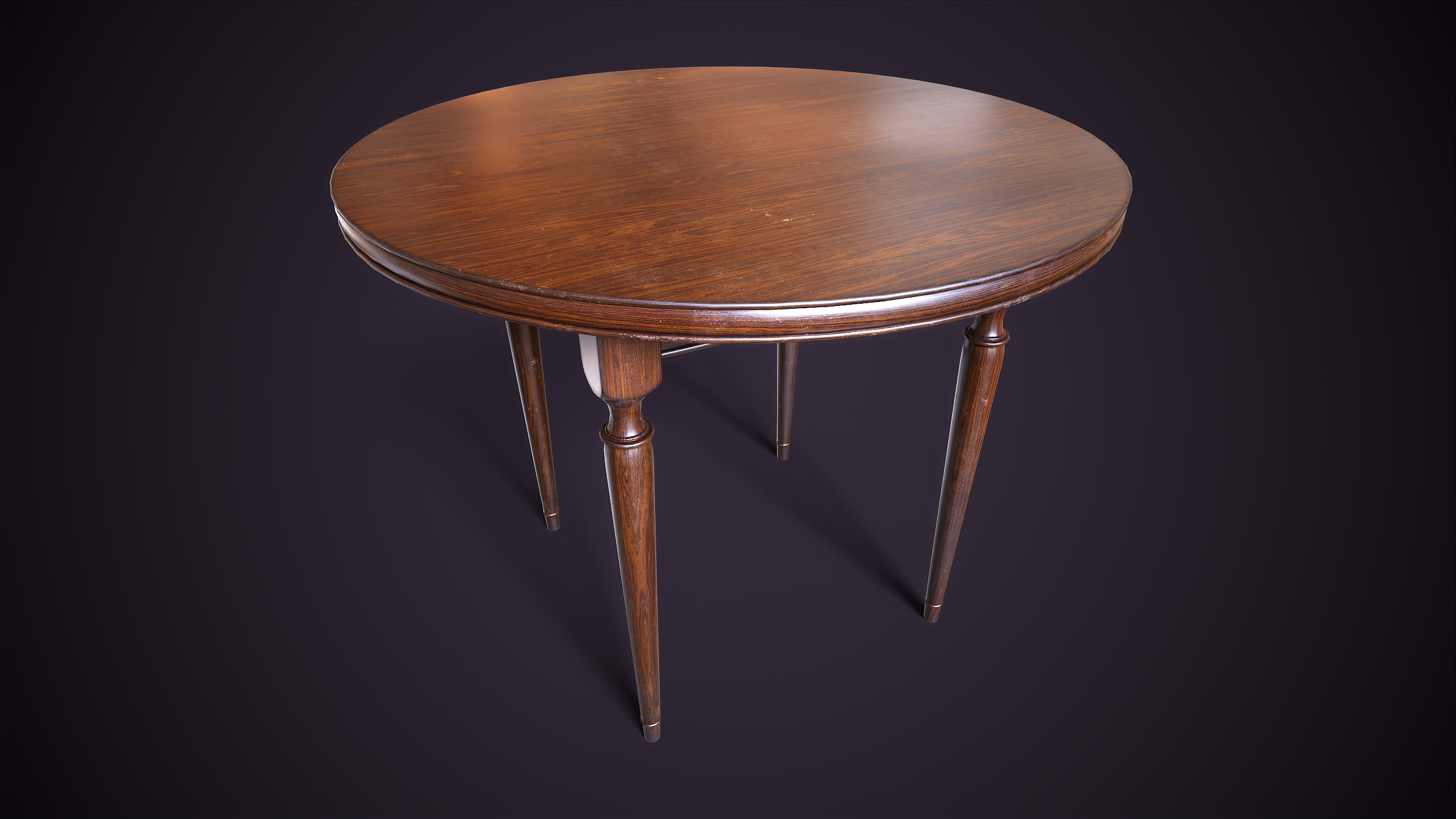 Vintage Round Table Low-poly 3D model_3