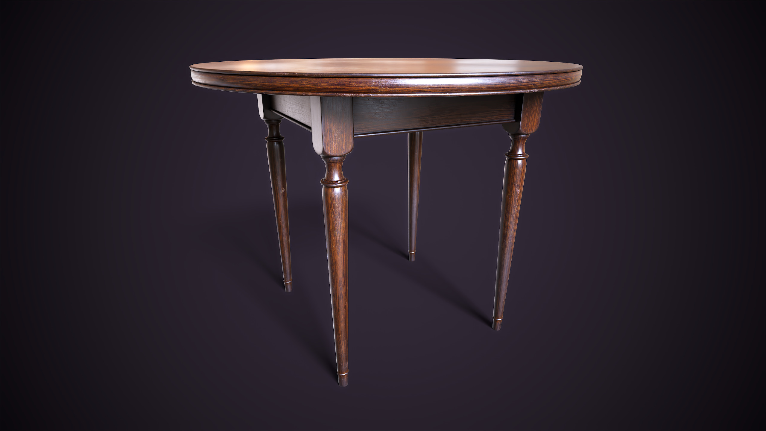 Vintage Round Table Low-poly 3D model_9