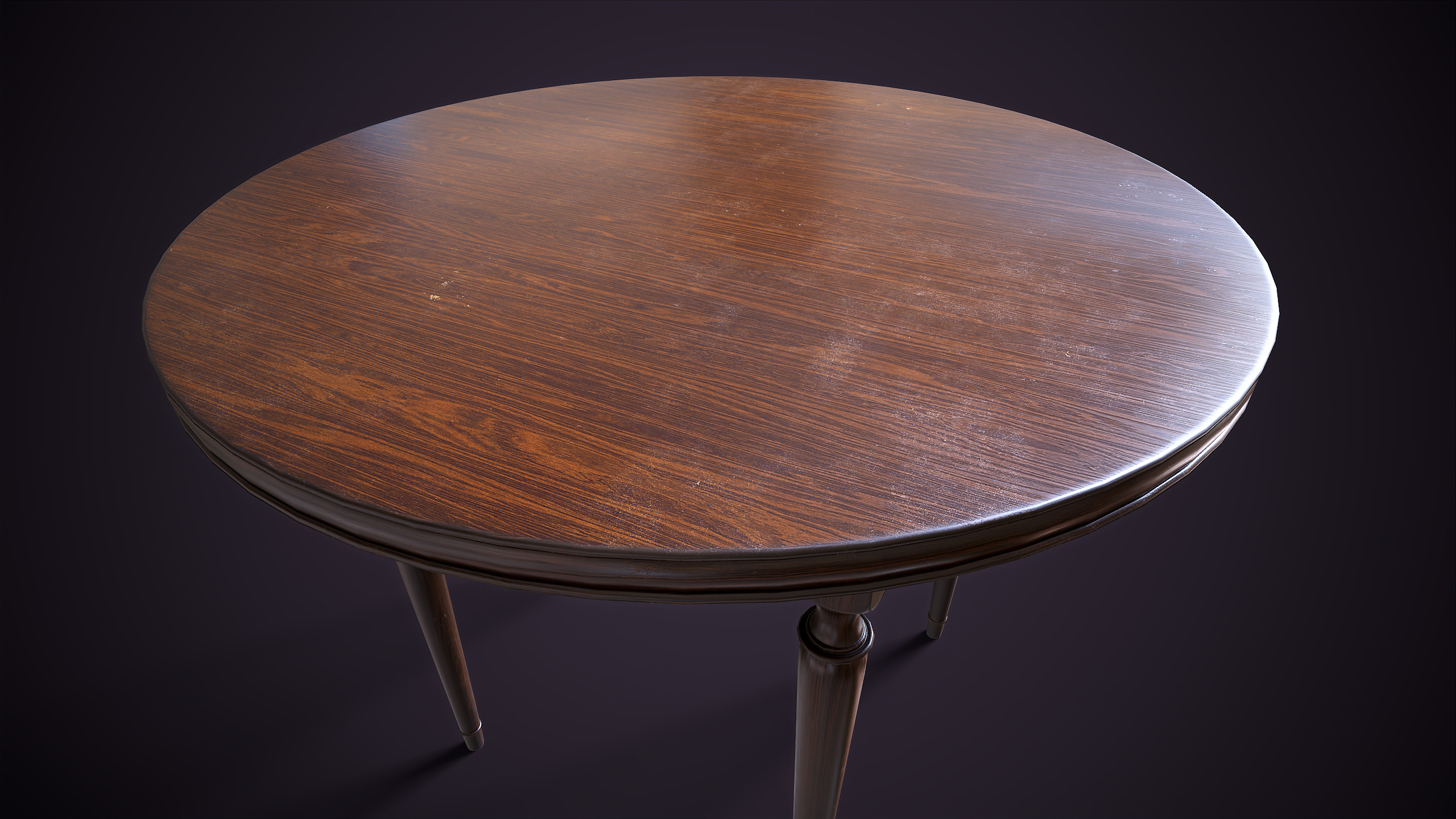 Vintage Round Table Low-poly 3D model_6
