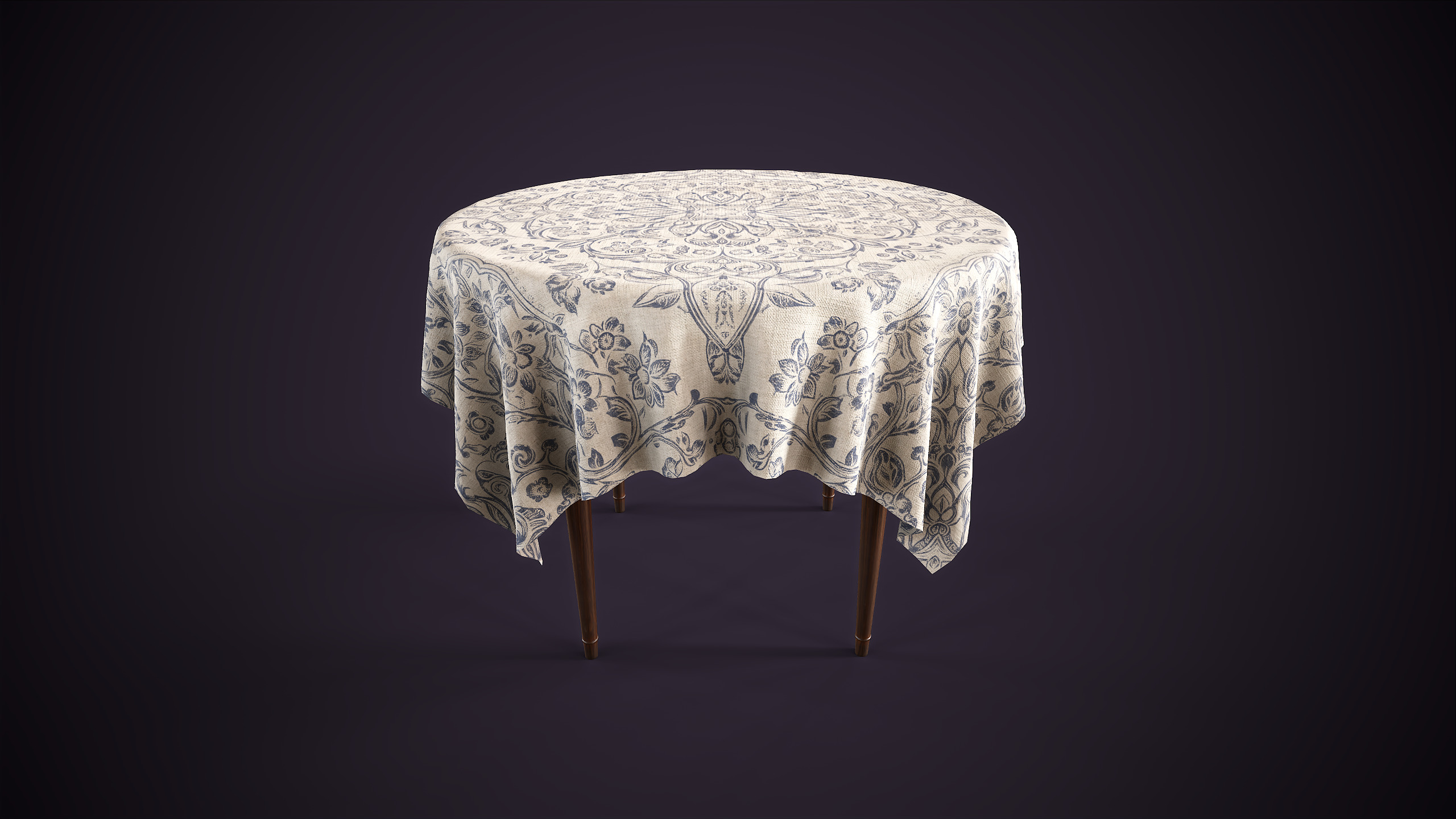 Vintage Round Table Low-poly 3D model_5