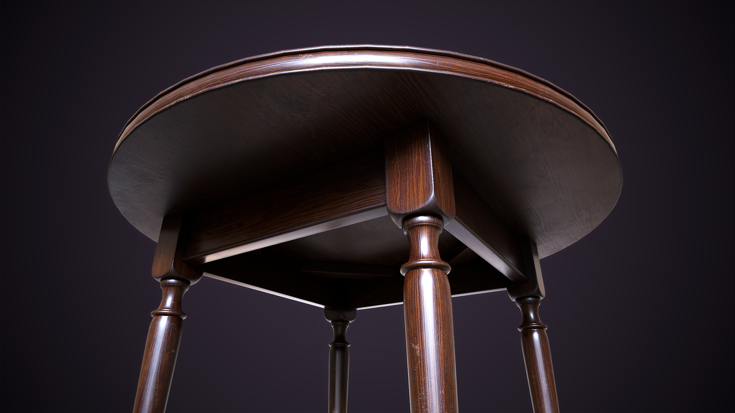 Vintage Round Table Low-poly 3D model_2
