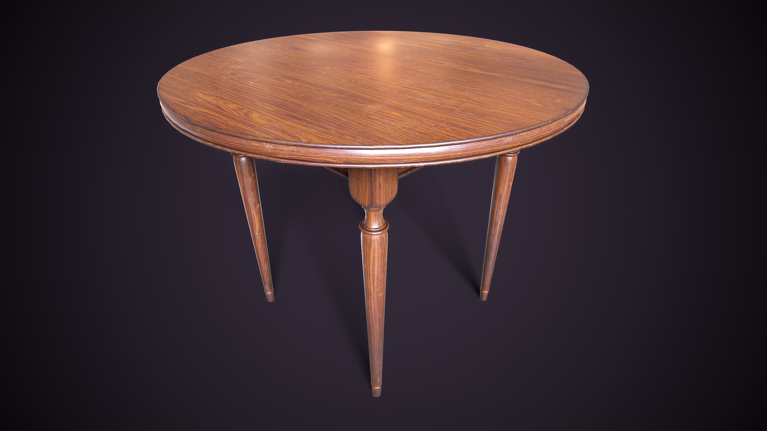 Vintage Round Table Low-poly 3D model_1
