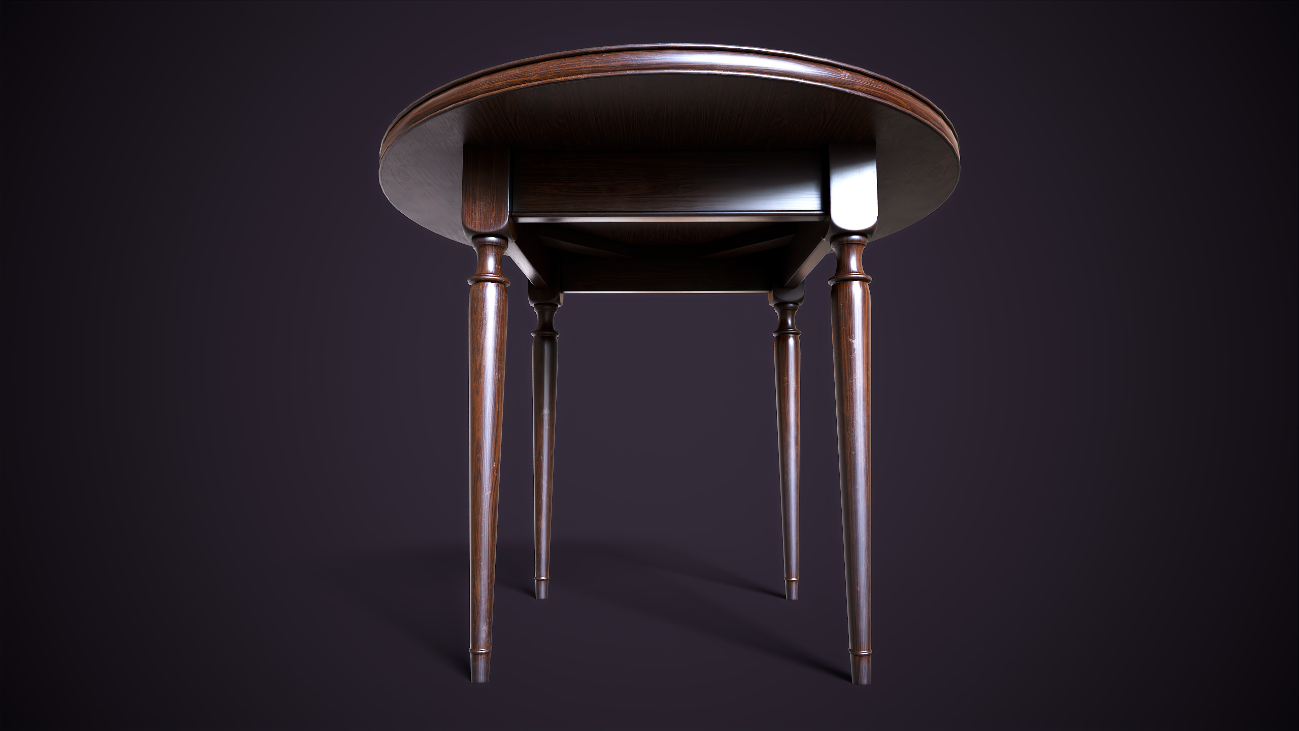 Vintage Round Table Low-poly 3D model_8