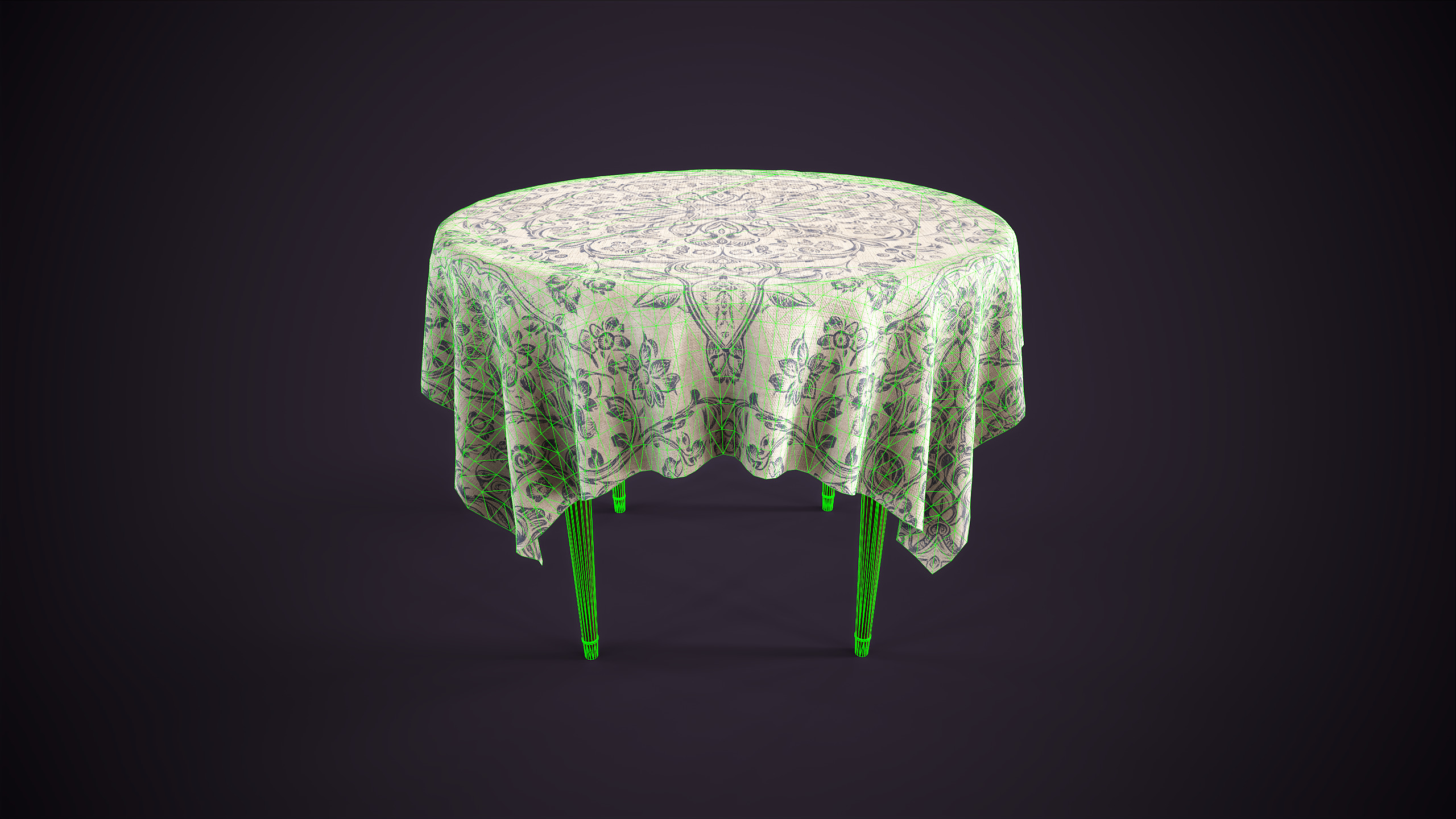 Vintage Round Table Low-poly 3D model_10