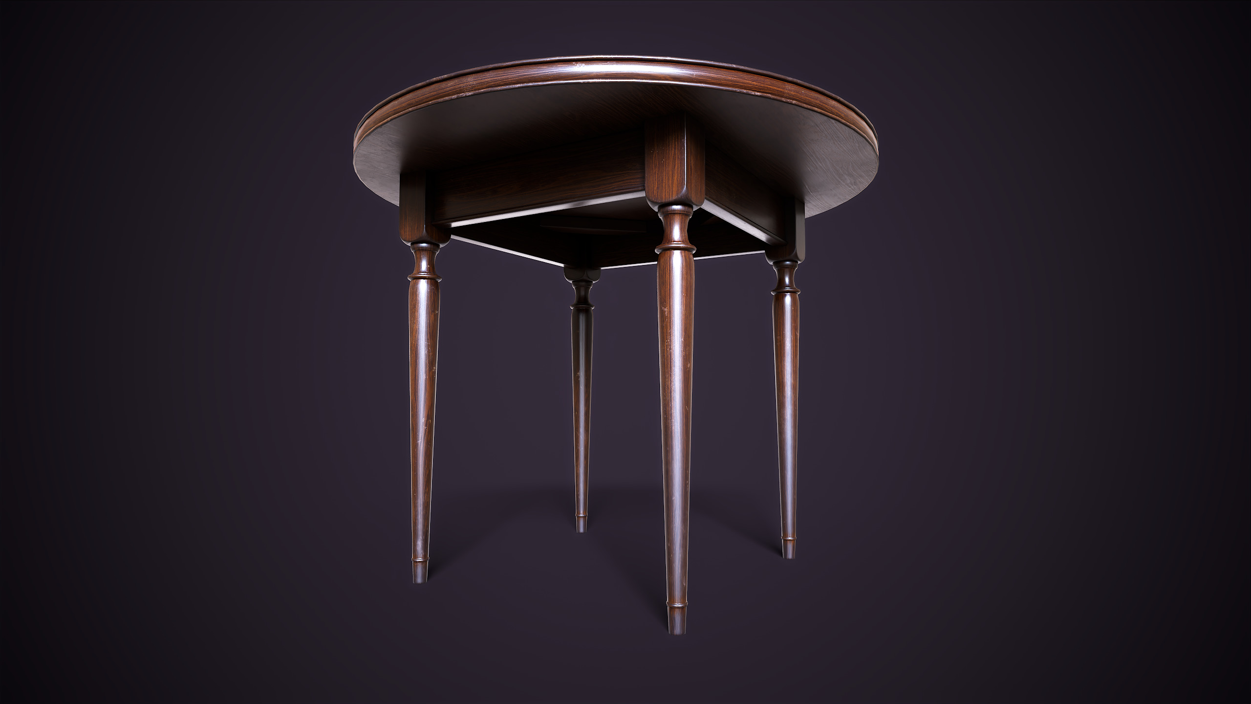 Vintage Round Table Low-poly 3D model_7