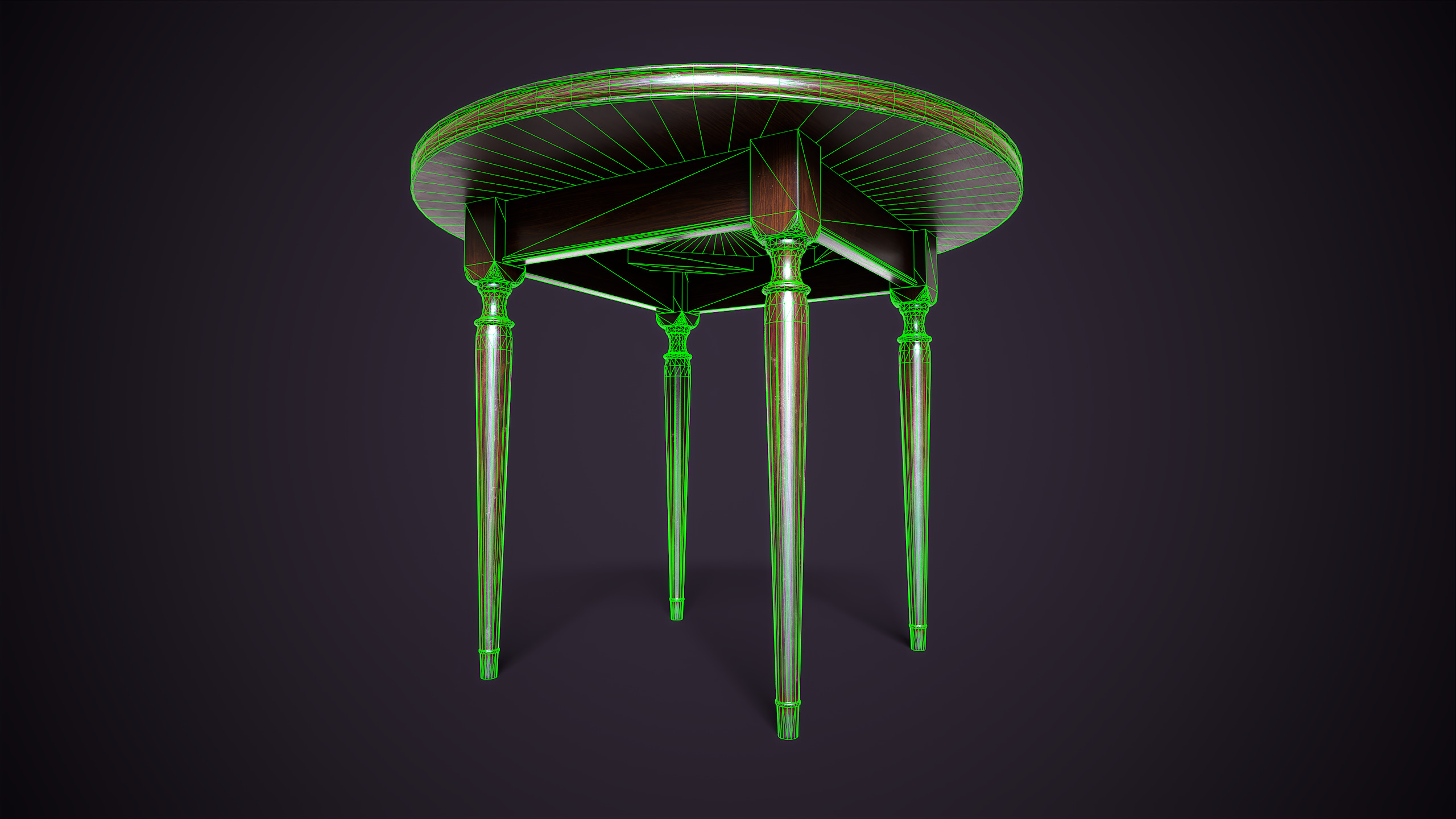 Vintage Round Table Low-poly 3D model_11