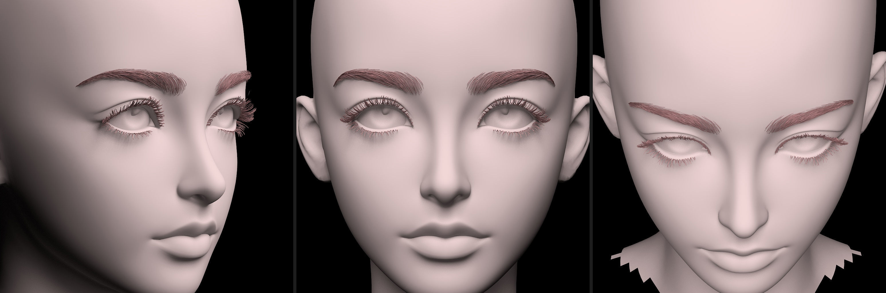 5 MESH Eyelash Eyelashes Model pack 1  3D model_3