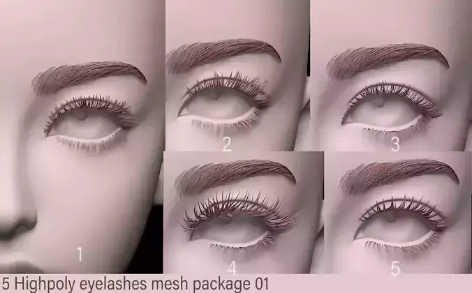5 MESH Eyelash Eyelashes Model pack 1 