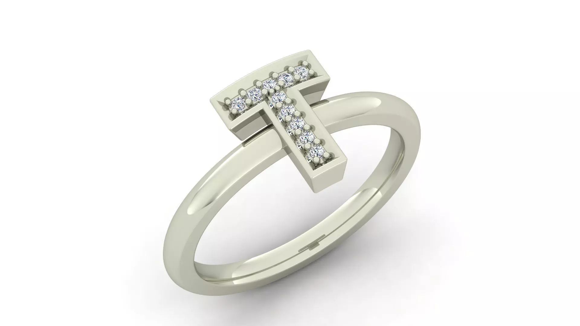 Alphabet ring letter T 3D print model