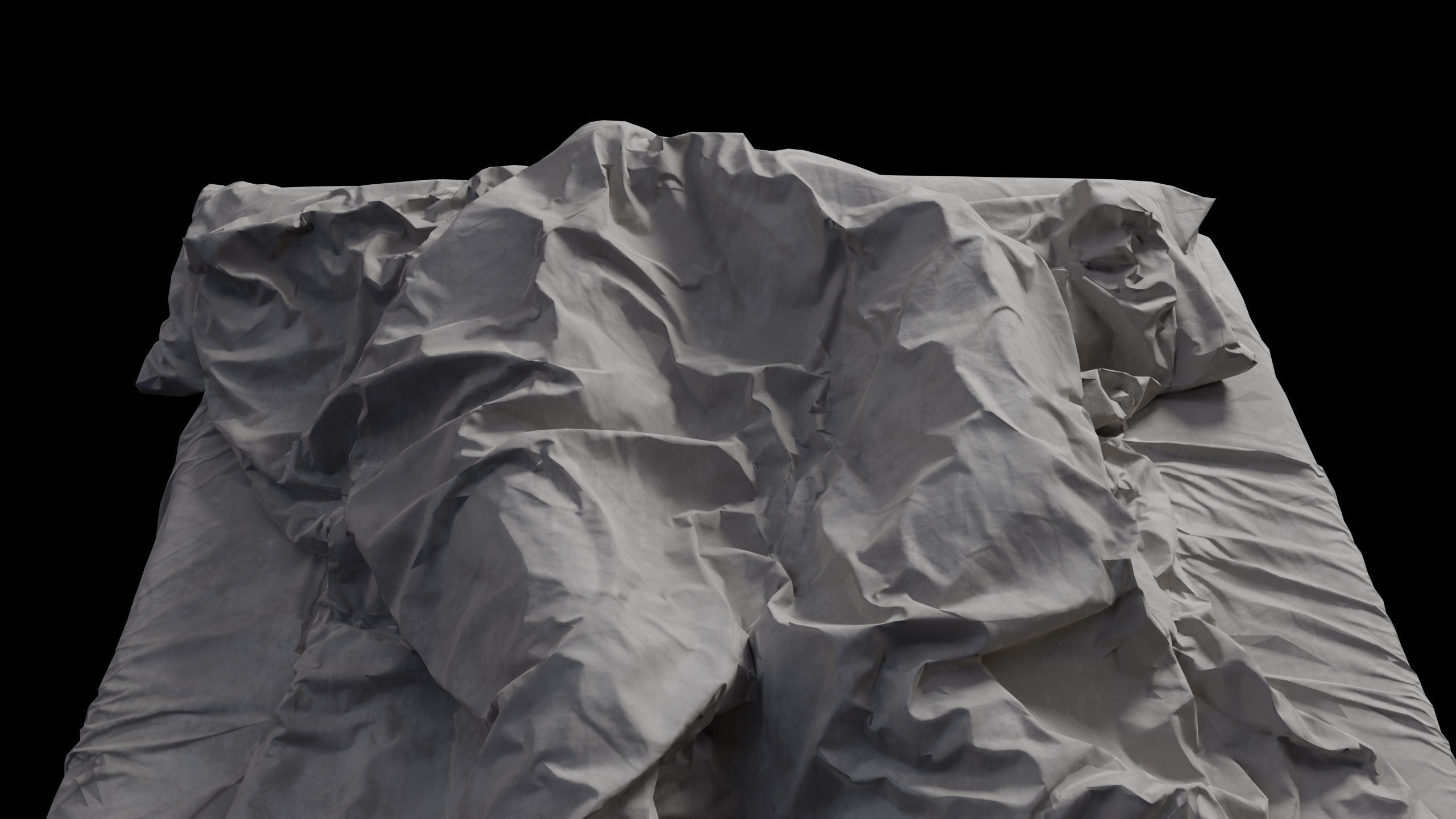 Double Bed with Sleeping Person Low-Poly Low-poly 3D model_7