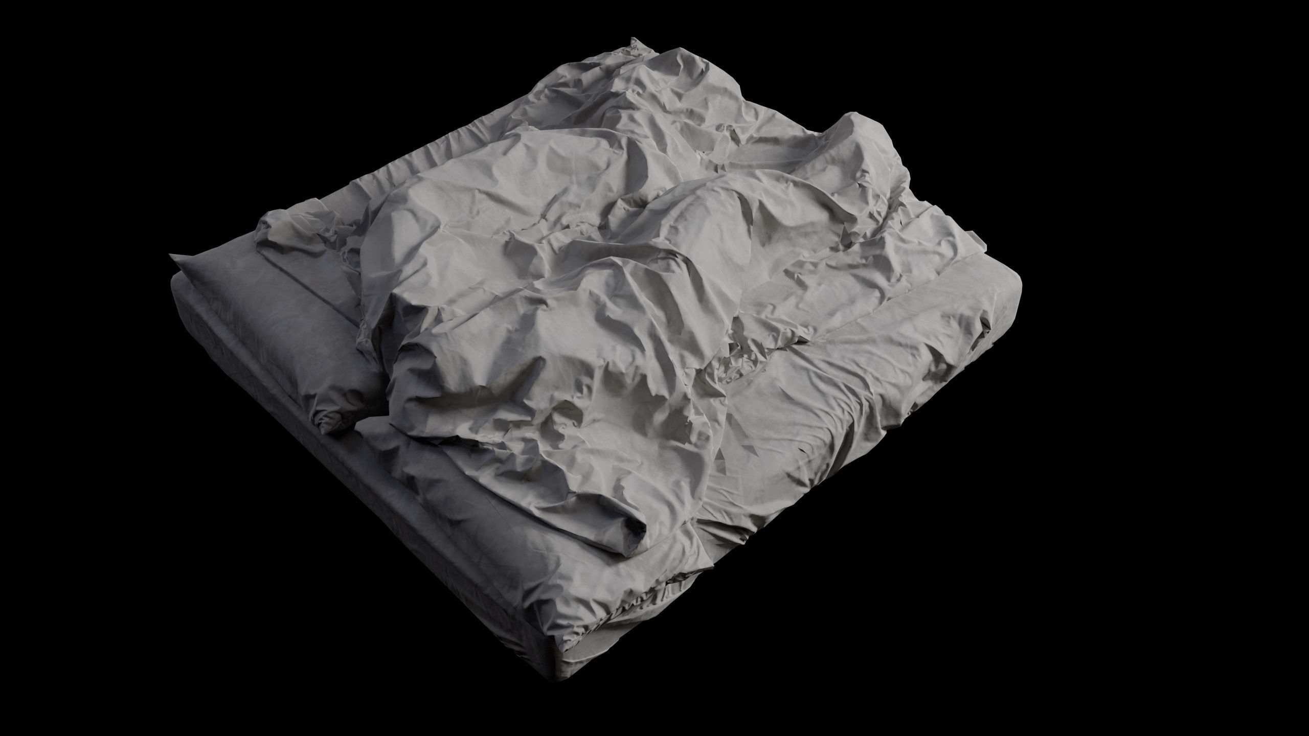 Double Bed with Sleeping Person Low-Poly Low-poly 3D model_3