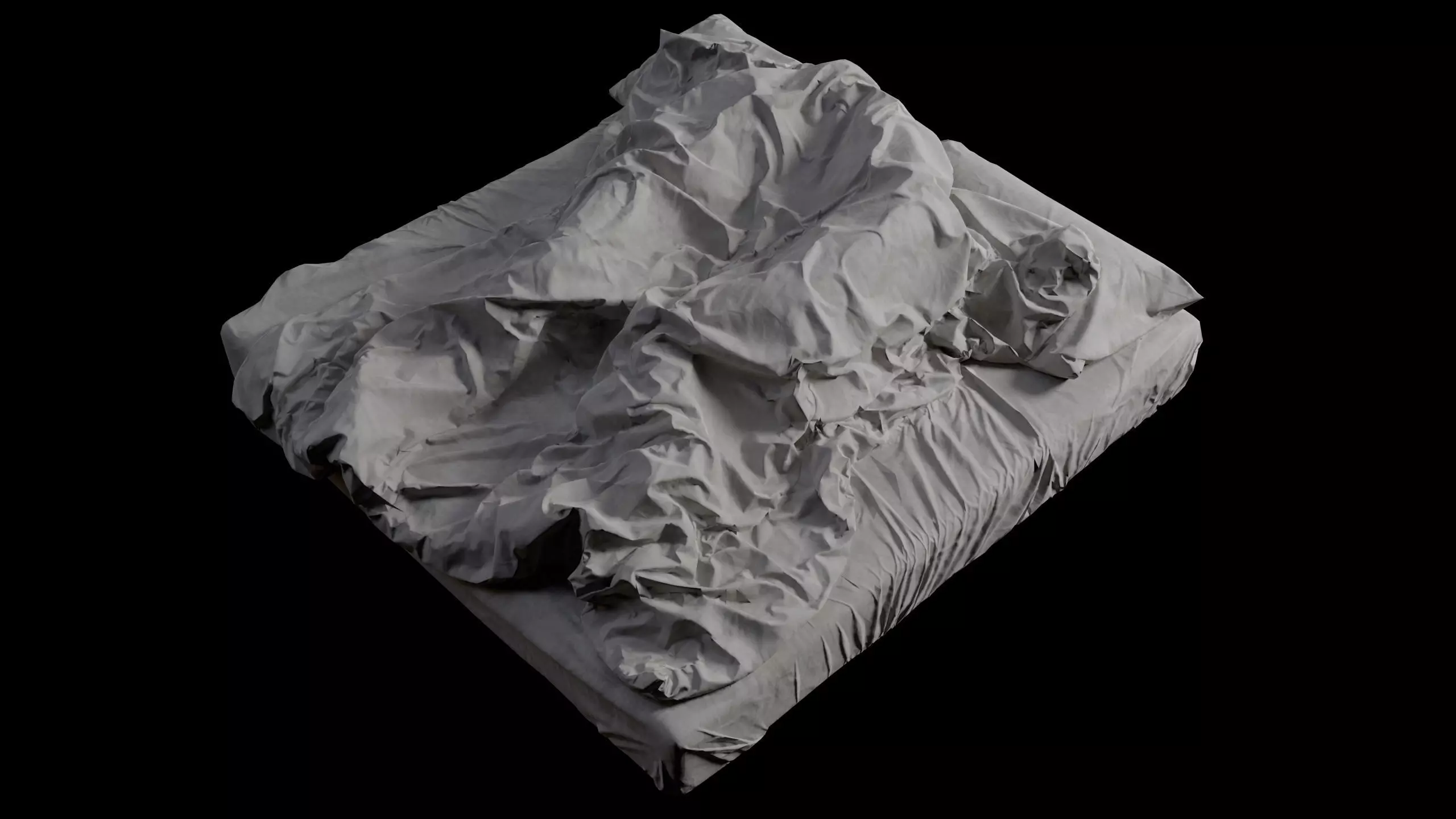 Double Bed with Sleeping Person Low-Poly Low-poly 3D model_0