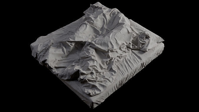 Double Bed with Sleeping Person Low-Poly Low-poly 3D model