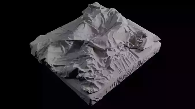 Double Bed with Sleeping Person Low-Poly