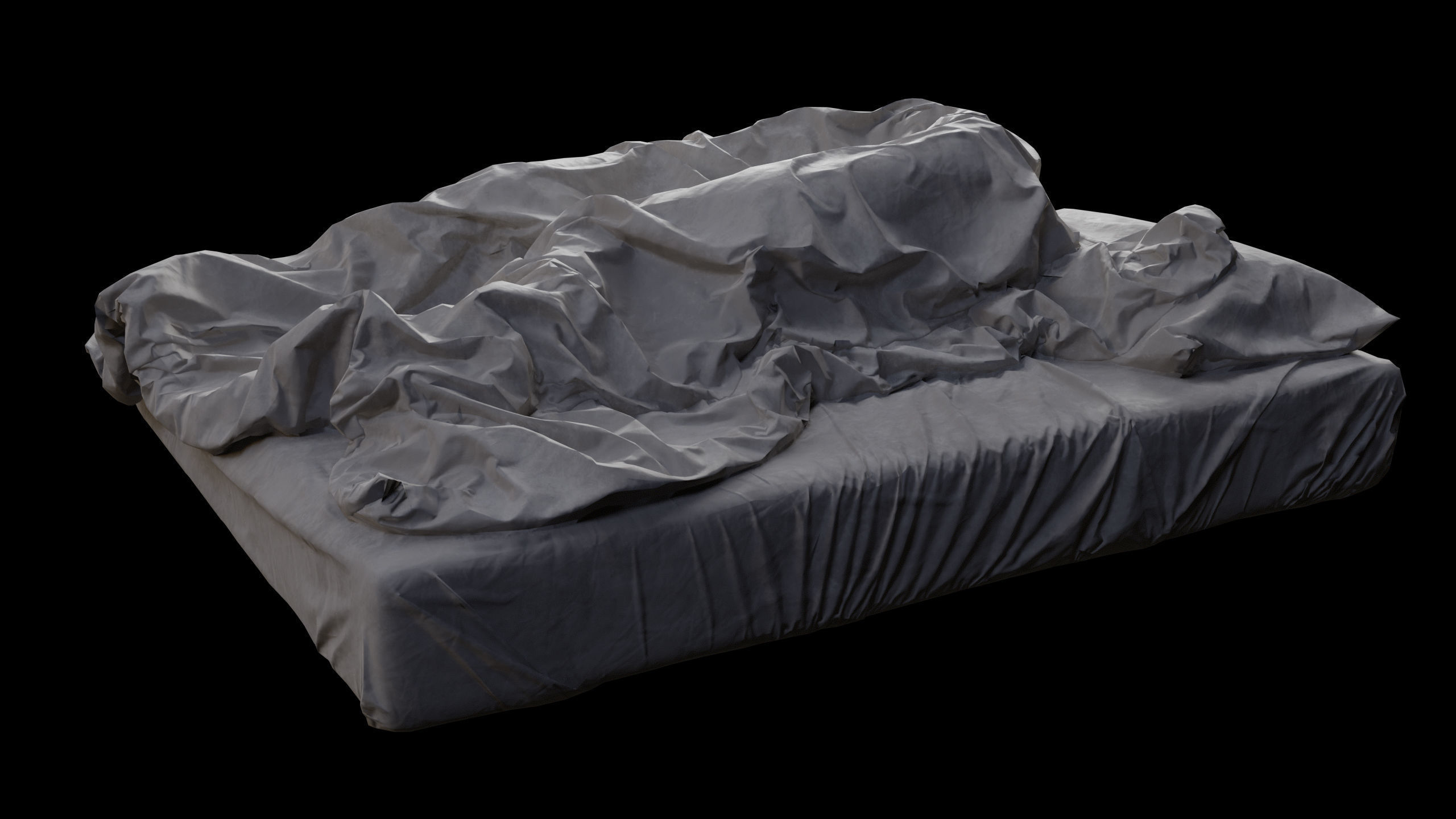 Double Bed with Sleeping Person Low-Poly Low-poly 3D model_5